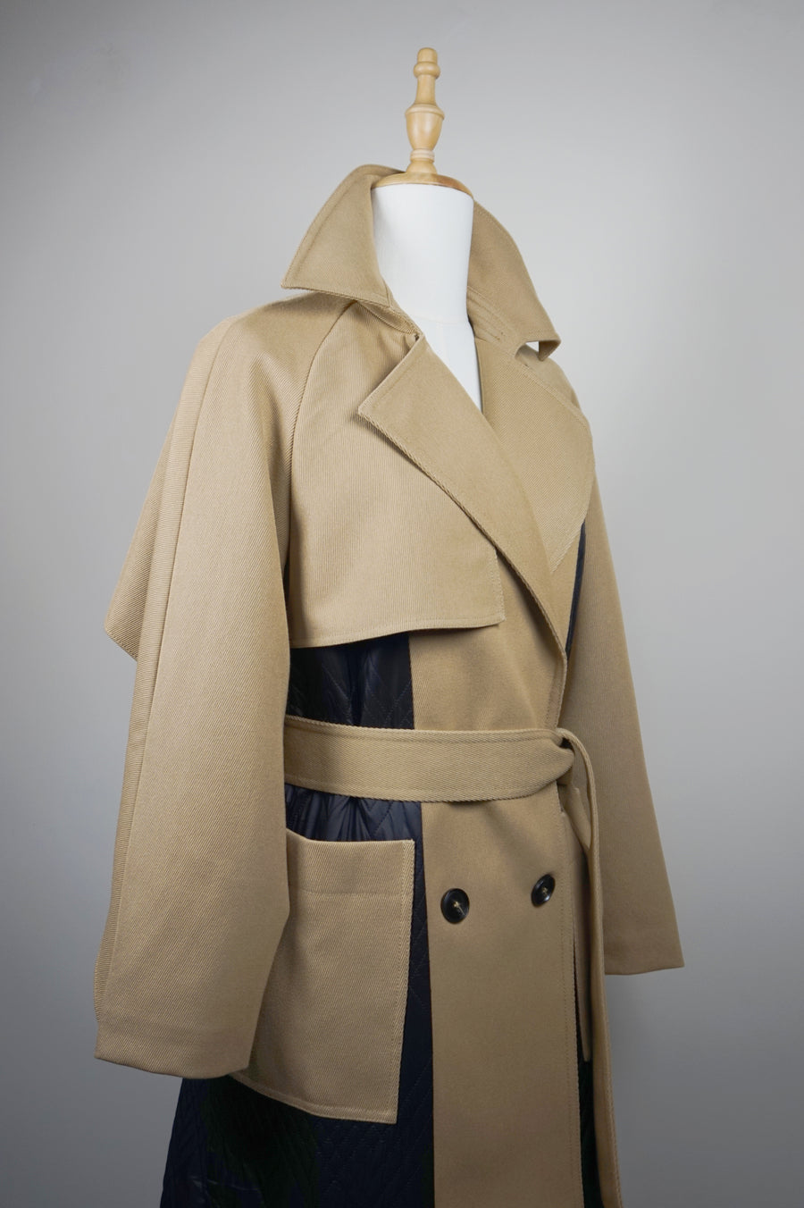 WTC-4S675 Camel & Black Padded Trench Coat