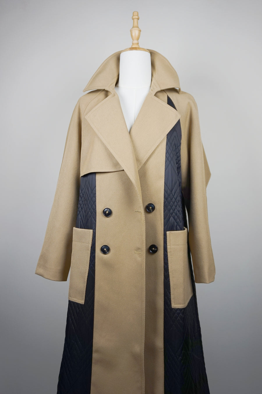 WTC-4S675 Camel & Black Padded Trench Coat