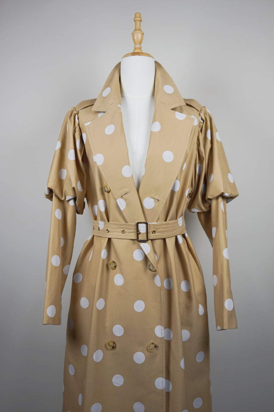 WTC-08013 Polka Dots Artistic Style Trench Coat