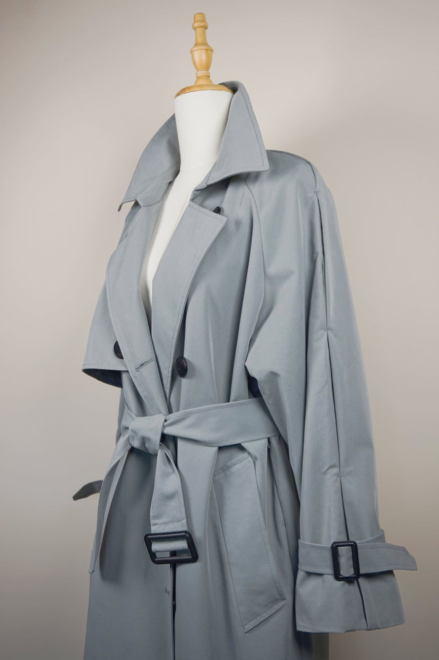 WTC-0755 Pale Blue Casual Style Trench Coat