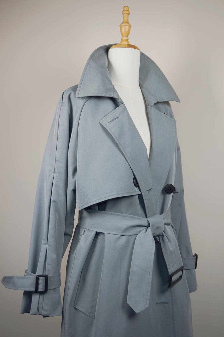 WTC-0755 Pale Blue Casual Style Trench Coat