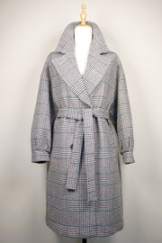 WTC-1604 Grey Check Casual Style Wool Trench Coat