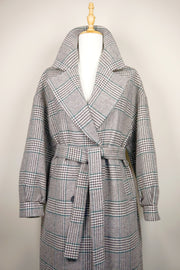 WTC-1604 Grey Check Casual Style Wool Trench Coat