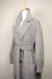 WTC-1604 Grey Check Casual Style Wool Trench Coat