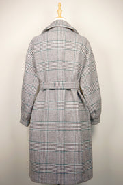 WTC-1604 Grey Check Casual Style Wool Trench Coat