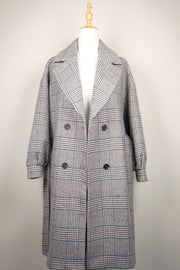 WTC-1604 Grey Check Casual Style Wool Trench Coat