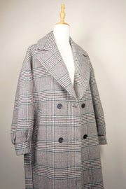 WTC-1604 Grey Check Casual Style Wool Trench Coat