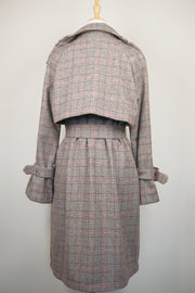 WTC-1605 Check Pattern Casual Style Wool Trench Coat