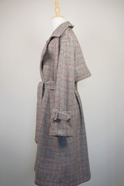 WTC-1605 Check Pattern Casual Style Wool Trench Coat