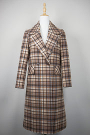 WWC-4F8511 British Check Chic Style Wool Coat