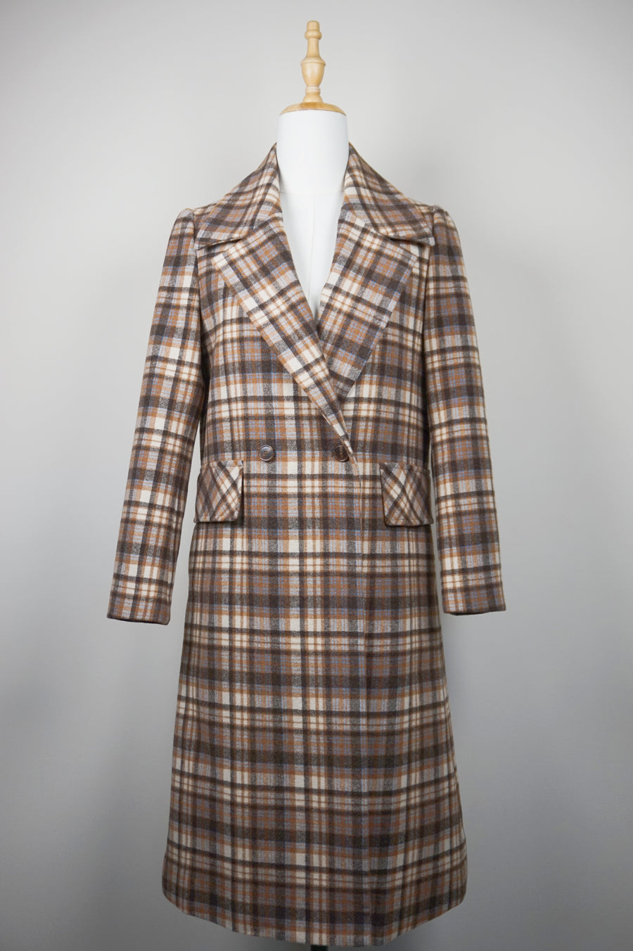 WWC-4F8511 British Check Chic Style Wool Coat