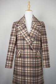 WWC-4F8511 British Check Chic Style Wool Coat