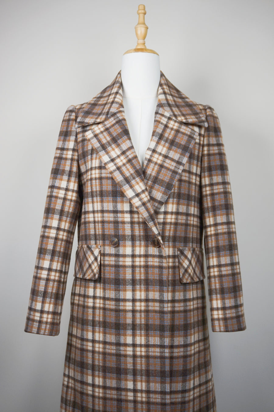 WWC-4F8511 British Check Chic Style Wool Coat