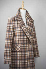WWC-4F8511 British Check Chic Style Wool Coat