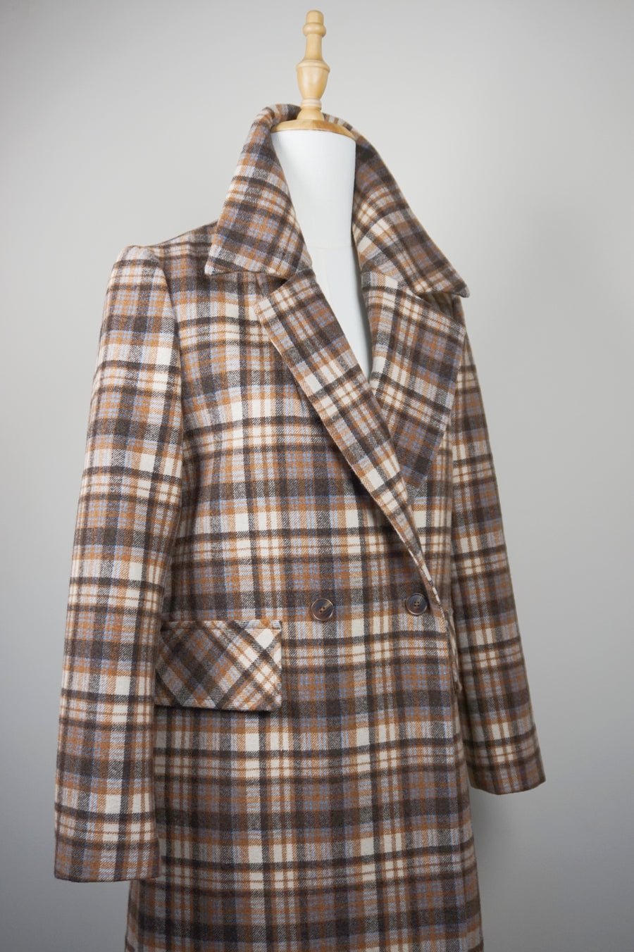WWC-4F8511 British Check Chic Style Wool Coat