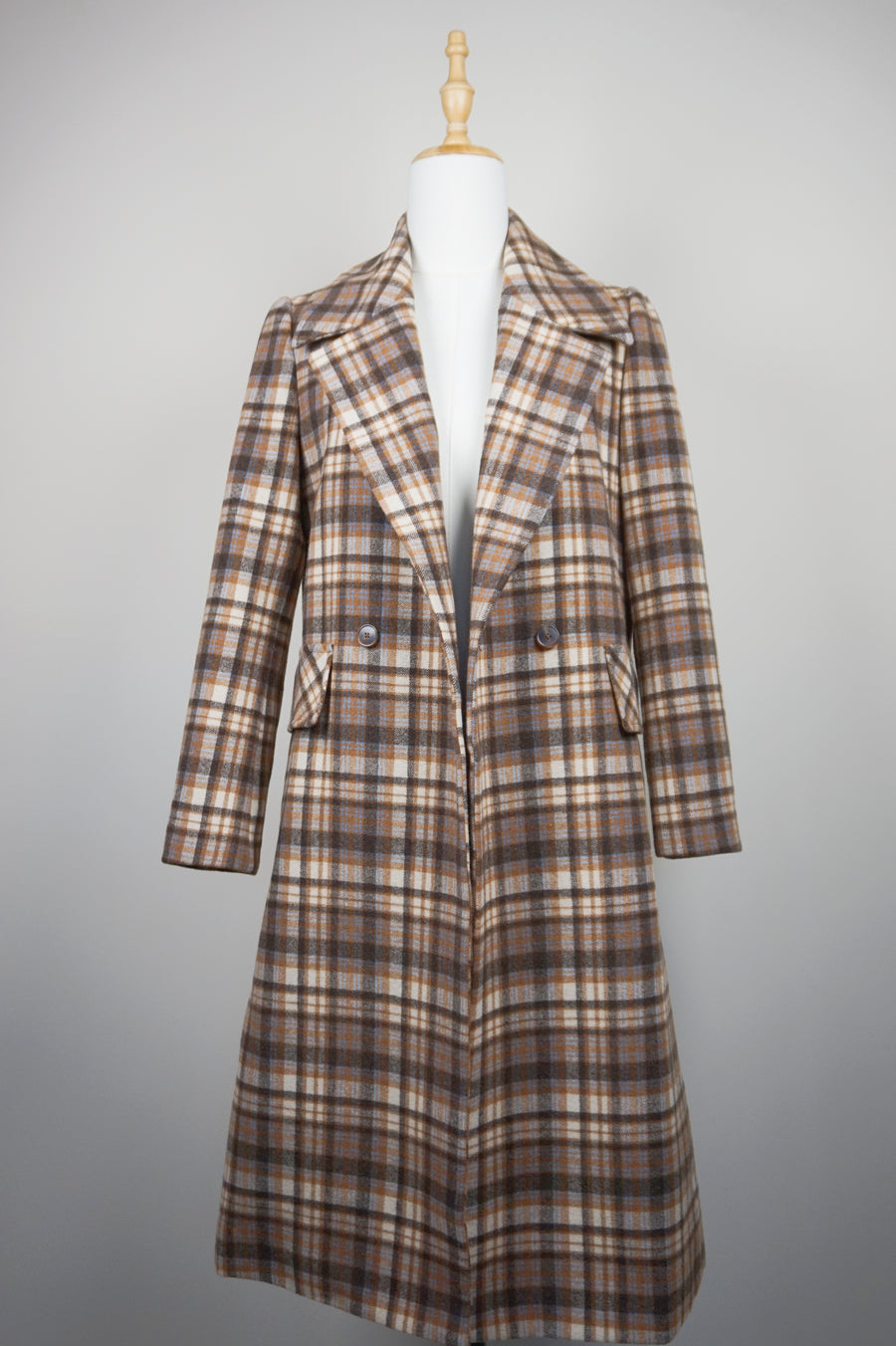 WWC-4F8511 British Check Chic Style Wool Coat