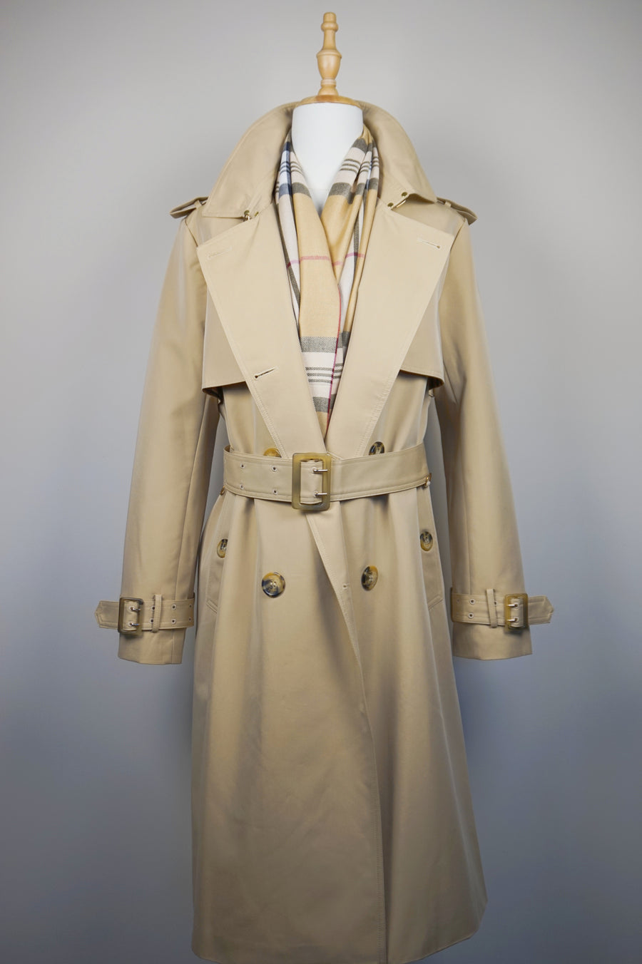 WTC-191351 Khaki Classic Style Chameleon Trench Coat ( Scarf is not included )