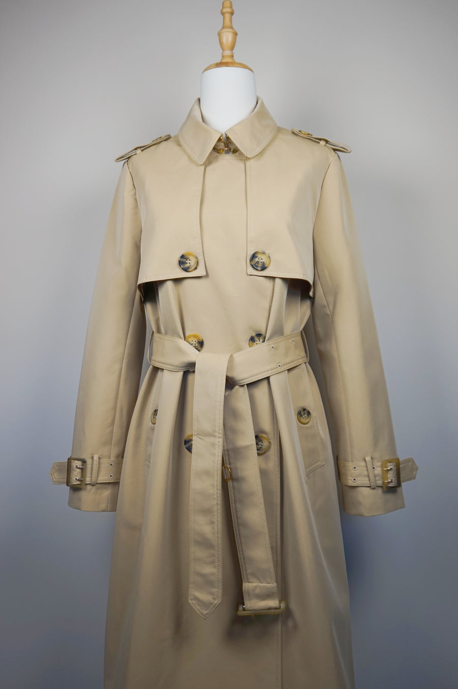 WTC-191351 Khaki Classic Style Chameleon Trench Coat ( Scarf is not included )