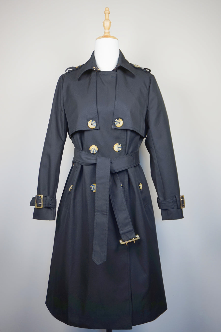 WTC-191353 Black Classic Style Chameleon Trench Coat