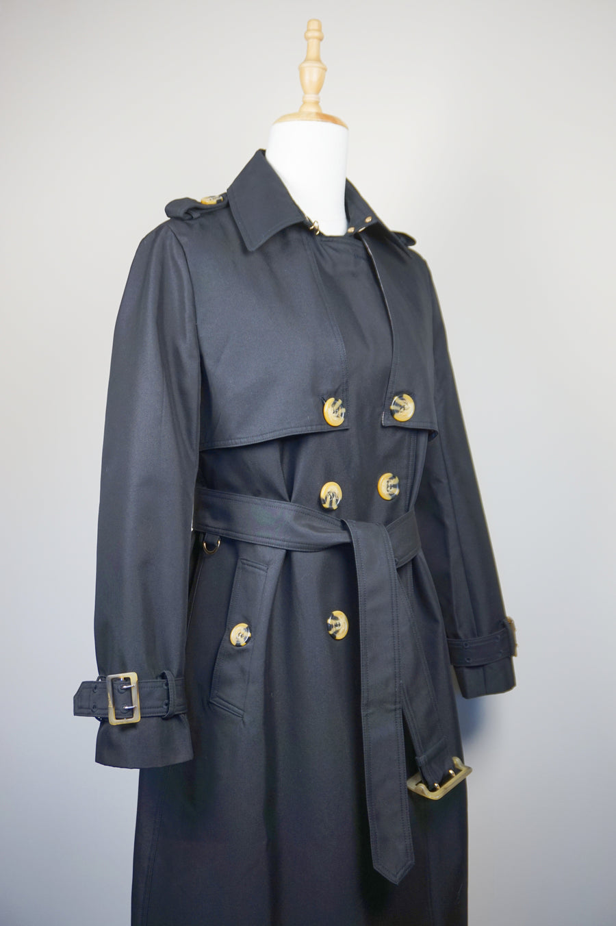 WTC-191353 Black Classic Style Chameleon Trench Coat