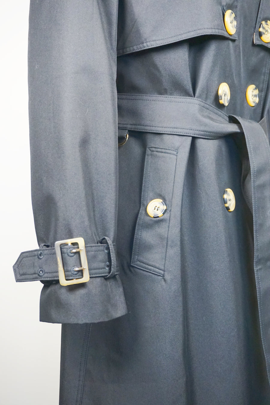 WTC-191353 Black Classic Style Chameleon Trench Coat