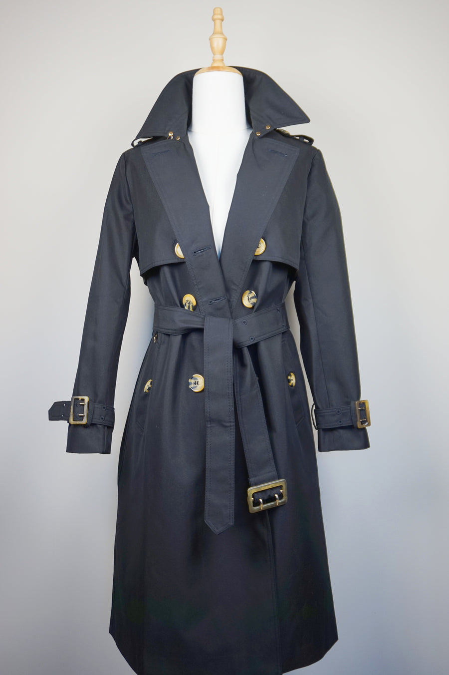 WTC-191353 Black Classic Style Chameleon Trench Coat