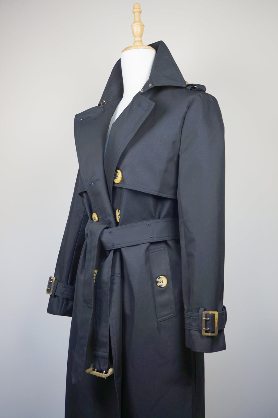 WTC-191353 Black Classic Style Chameleon Trench Coat
