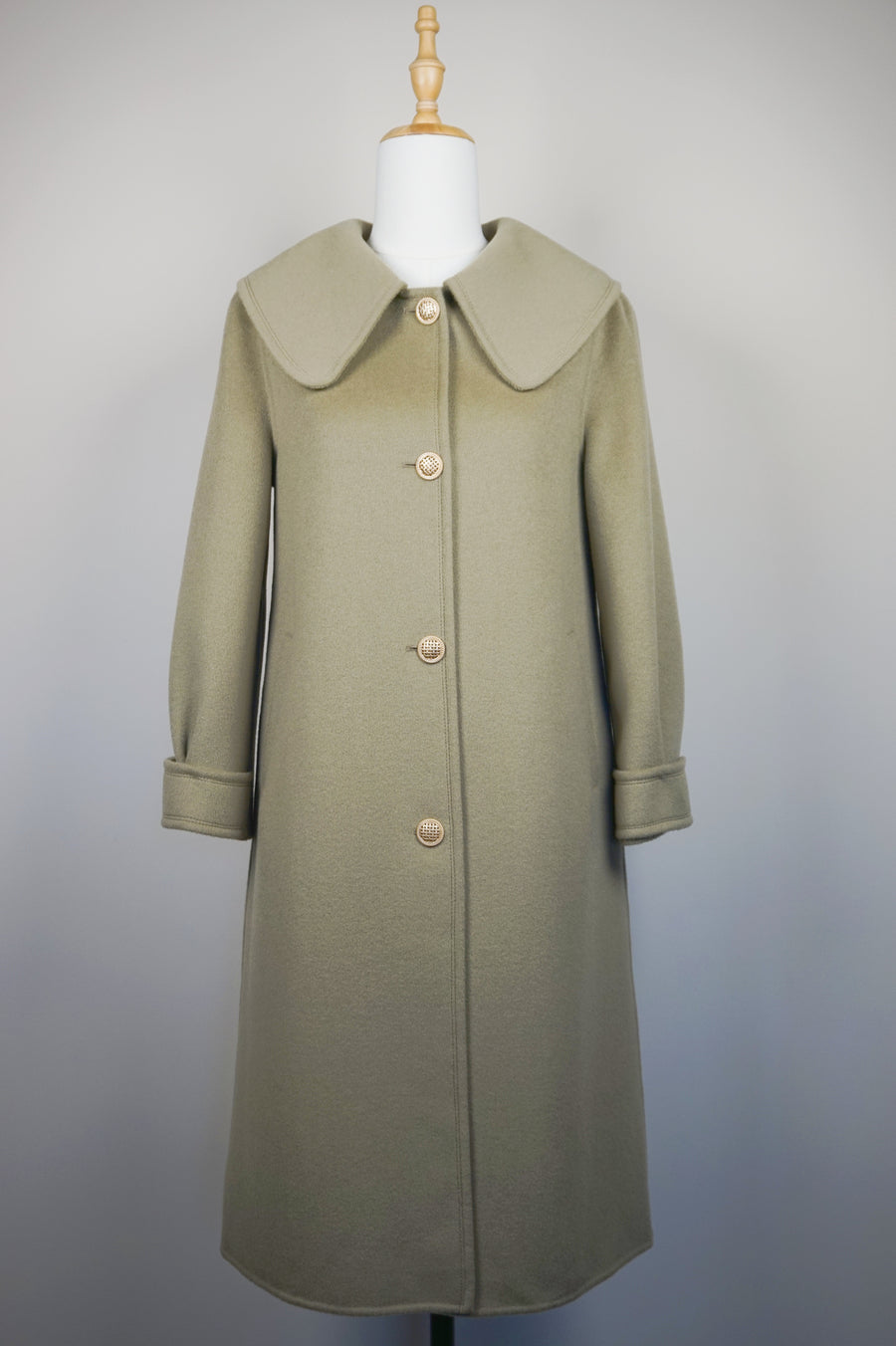 WWC-260303 Olive Green Elegant Style Wool Coat