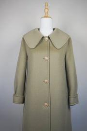 WWC-260303 Olive Green Elegant Style Wool Coat
