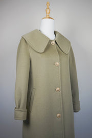 WWC-260303 Olive Green Elegant Style Wool Coat