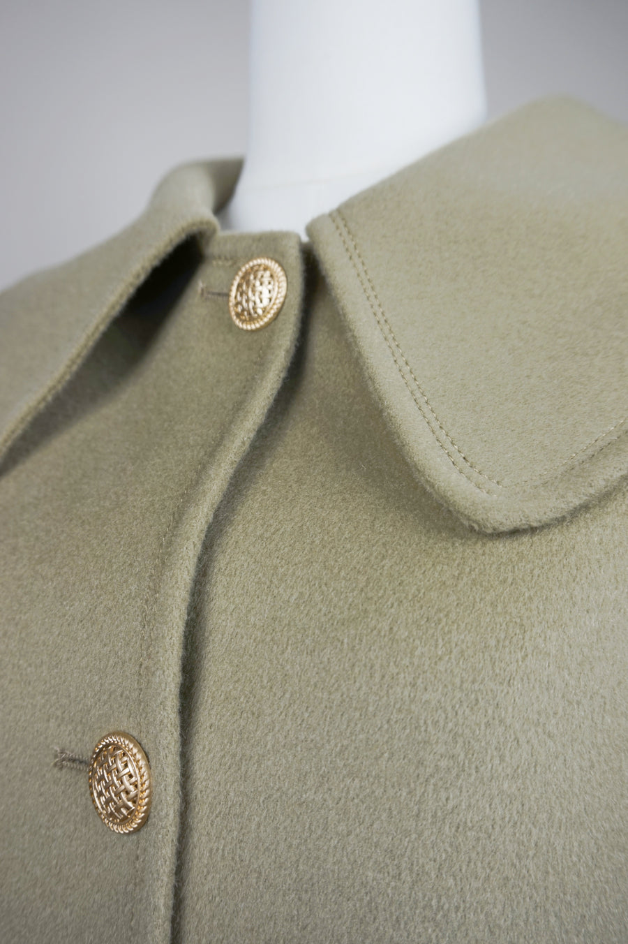 WWC-260303 Olive Green Elegant Style Wool Coat
