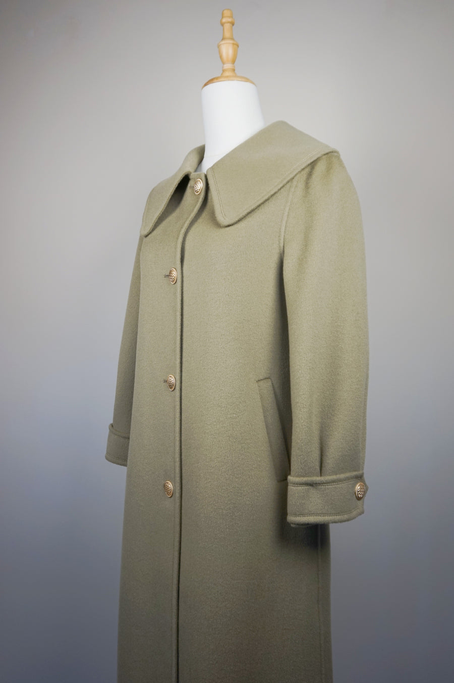 WWC-260303 Olive Green Elegant Style Wool Coat