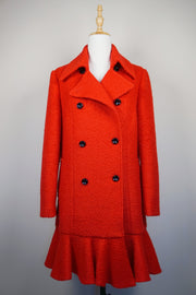 WWC-FA4020 Red French Style Ruffle Wool Coat