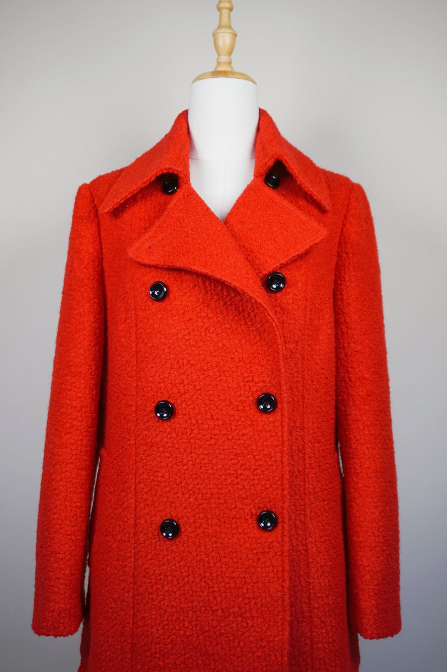 WWC-FA4020 Red French Style Ruffle Wool Coat