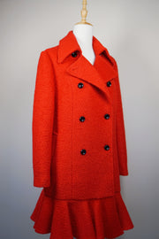 WWC-FA4020 Red French Style Ruffle Wool Coat