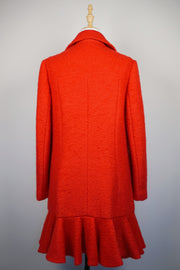 WWC-FA4020 Red French Style Ruffle Wool Coat
