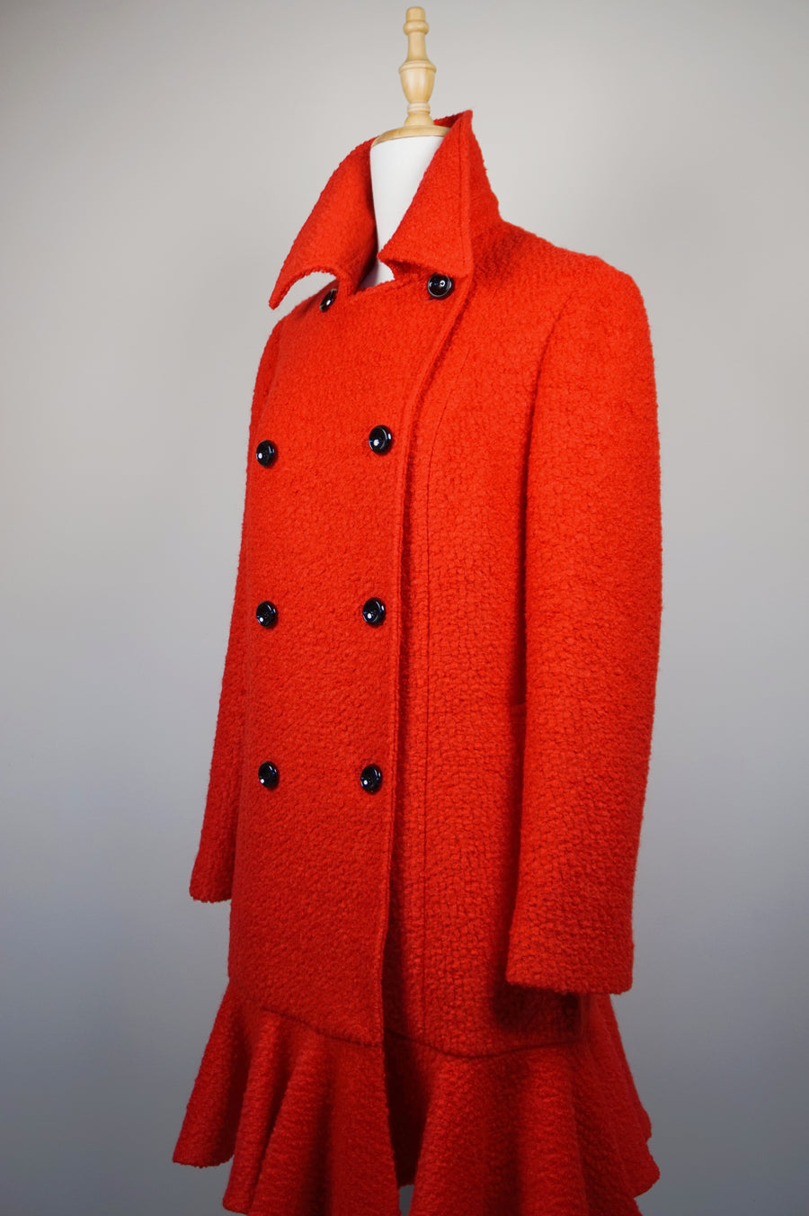 WWC-FA4020 Red French Style Ruffle Wool Coat