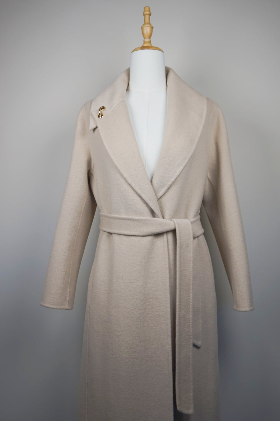 WWC-2255 Beige Elegant Style Long Wool Coat