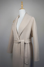 WWC-2255 Beige Elegant Style Long Wool Coat