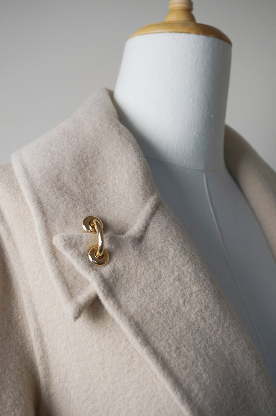 WWC-2255 Beige Elegant Style Long Wool Coat