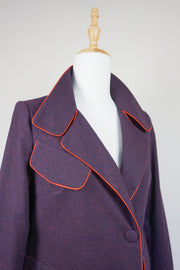 WTC-2811 Wine Red Piping Long Trench Coat
