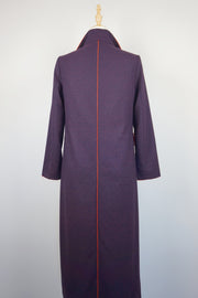 WTC-2811 Wine Red Piping Long Trench Coat