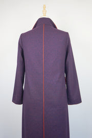 WTC-2811 Wine Red Piping Long Trench Coat