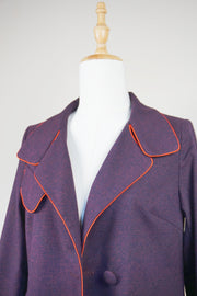 WTC-2811 Wine Red Piping Long Trench Coat