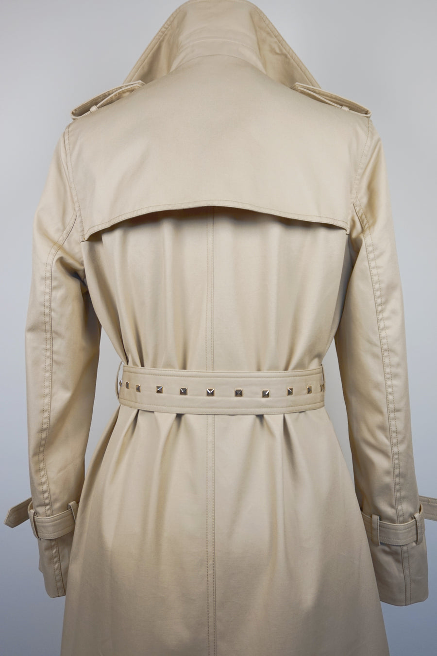 WTC-3106 Beige Luxury Studs Waterproof Trench Coat ( Queen's Favorite )