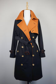 WTC-3742 Black & Orange Luxury Style Trench Coat ( Waterproof )