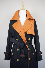 WTC-3742 Black & Orange Luxury Style Trench Coat ( Waterproof )