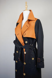WTC-3742 Black & Orange Luxury Style Trench Coat ( Waterproof )