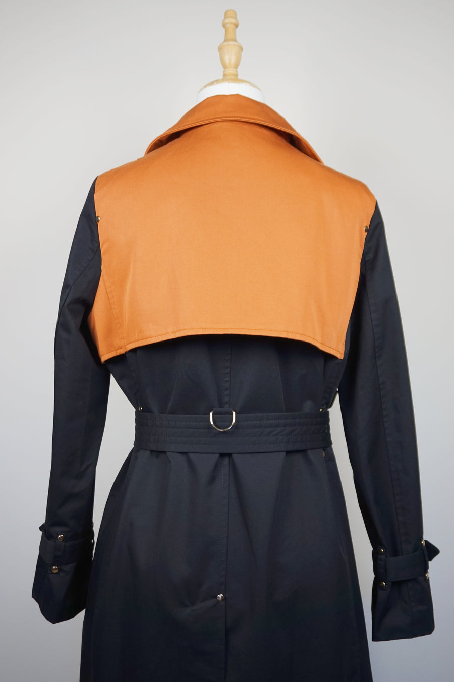 WTC-3742 Black & Orange Luxury Style Trench Coat ( Waterproof )