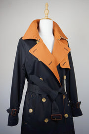 WTC-3742 Black & Orange Luxury Style Trench Coat ( Waterproof )